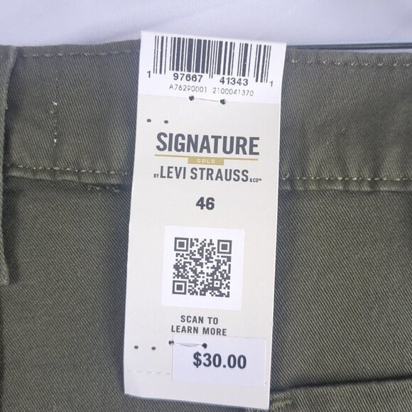 Signature Gold Levi Strauss Olive Green Cargo Shorts Mens 46 Hits At The Knee - Picture 12 of 16